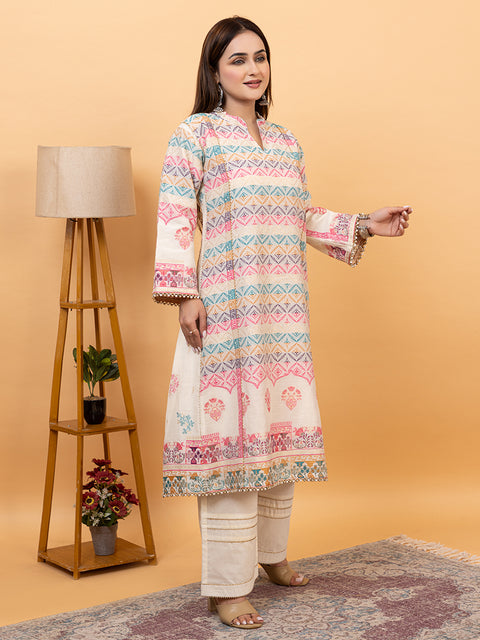 Elegant White Cotton Silk Co-Ord Set by Kidar