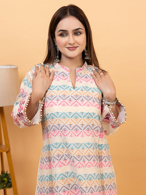 Elegant White Cotton Silk Co-Ord Set by Kidar