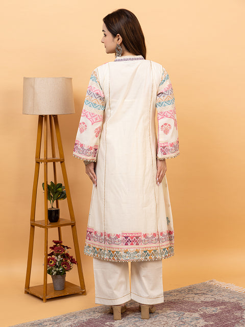 Elegant White Cotton Silk Co-Ord Set by Kidar