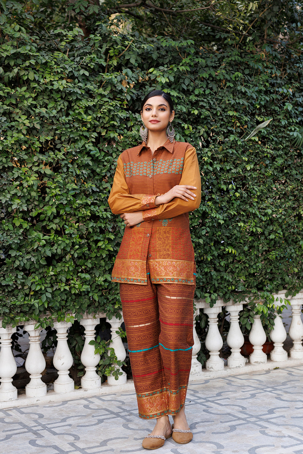 Kidar Ethnic Womens Shirt Style Kurta With Pant Set Cotton Silk Summer Wear suit (Top & Bottom set)