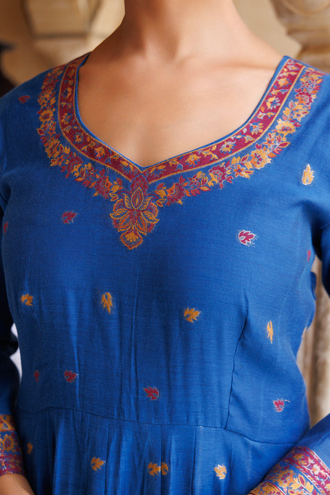 Kidar Navy Blue Anarkali Suit Set In Georgette With Thread Work