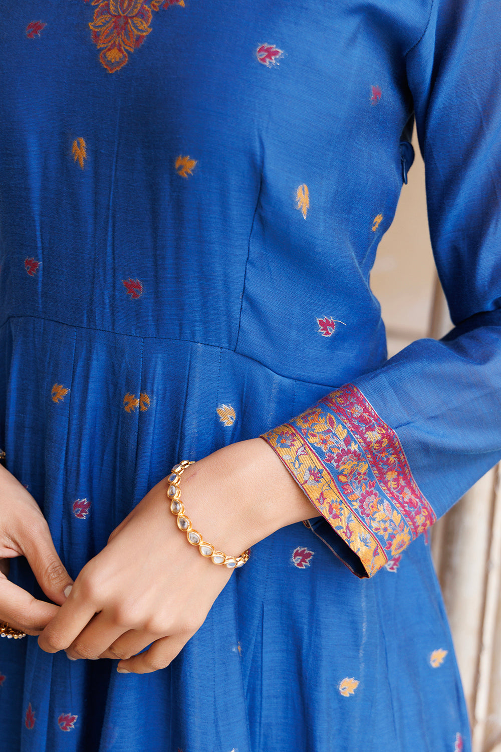 Kidar Navy Blue Anarkali Suit Set In Georgette With Thread Work