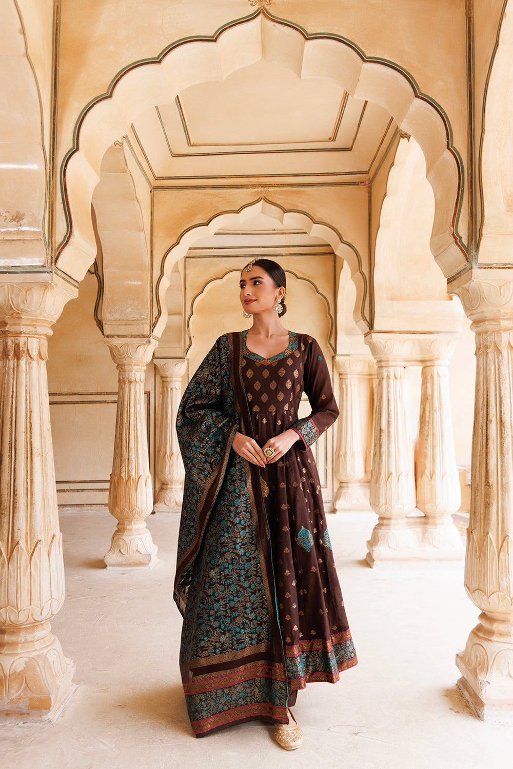 Kidar Multicolor Anarkali Suit Set In Banarasi Silk