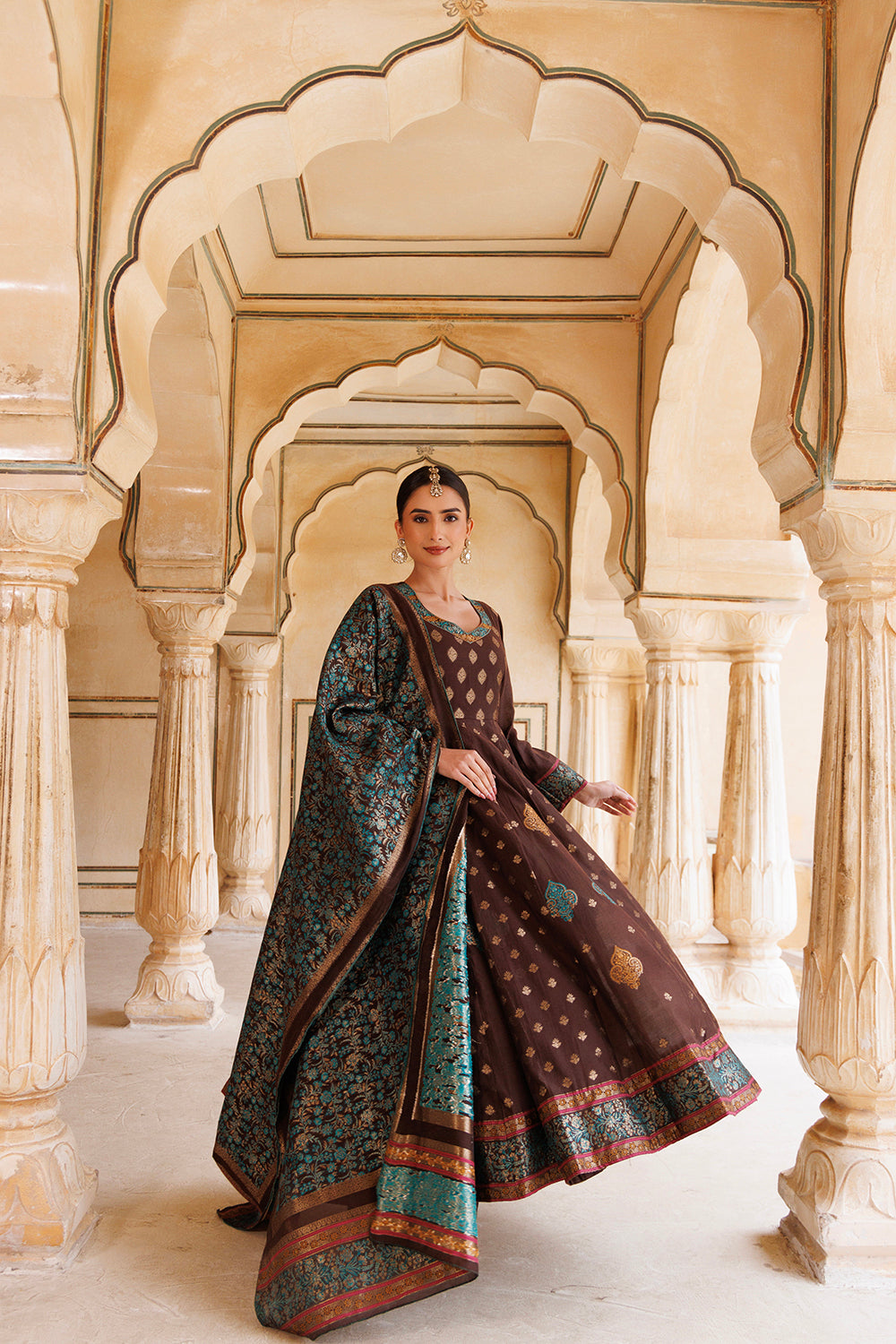 Kidar Multicolor Anarkali Suit Set In Banarasi Silk