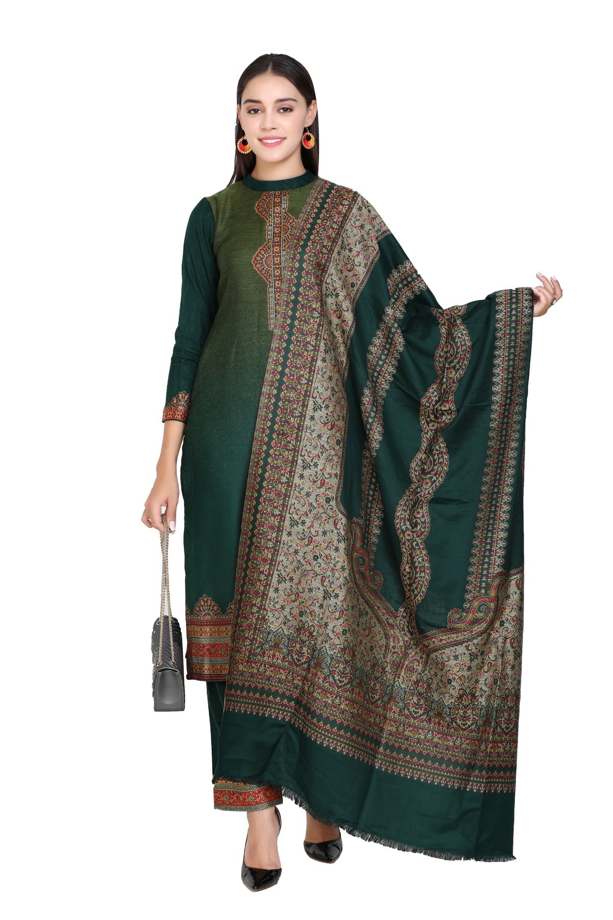 Kidar Ombre Women's Unstitched Suit-BGreen