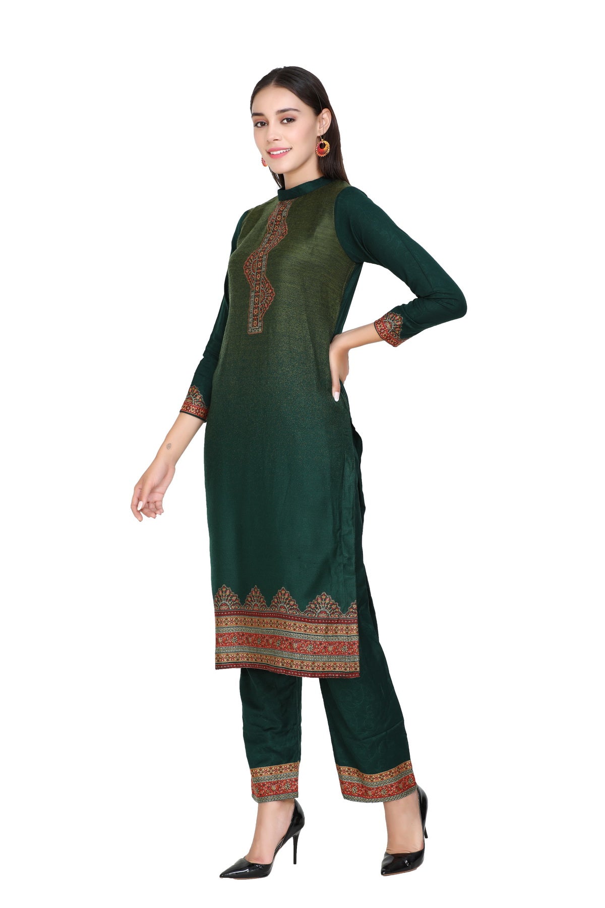 Kidar Ombre Women's Unstitched Suit-BGreen