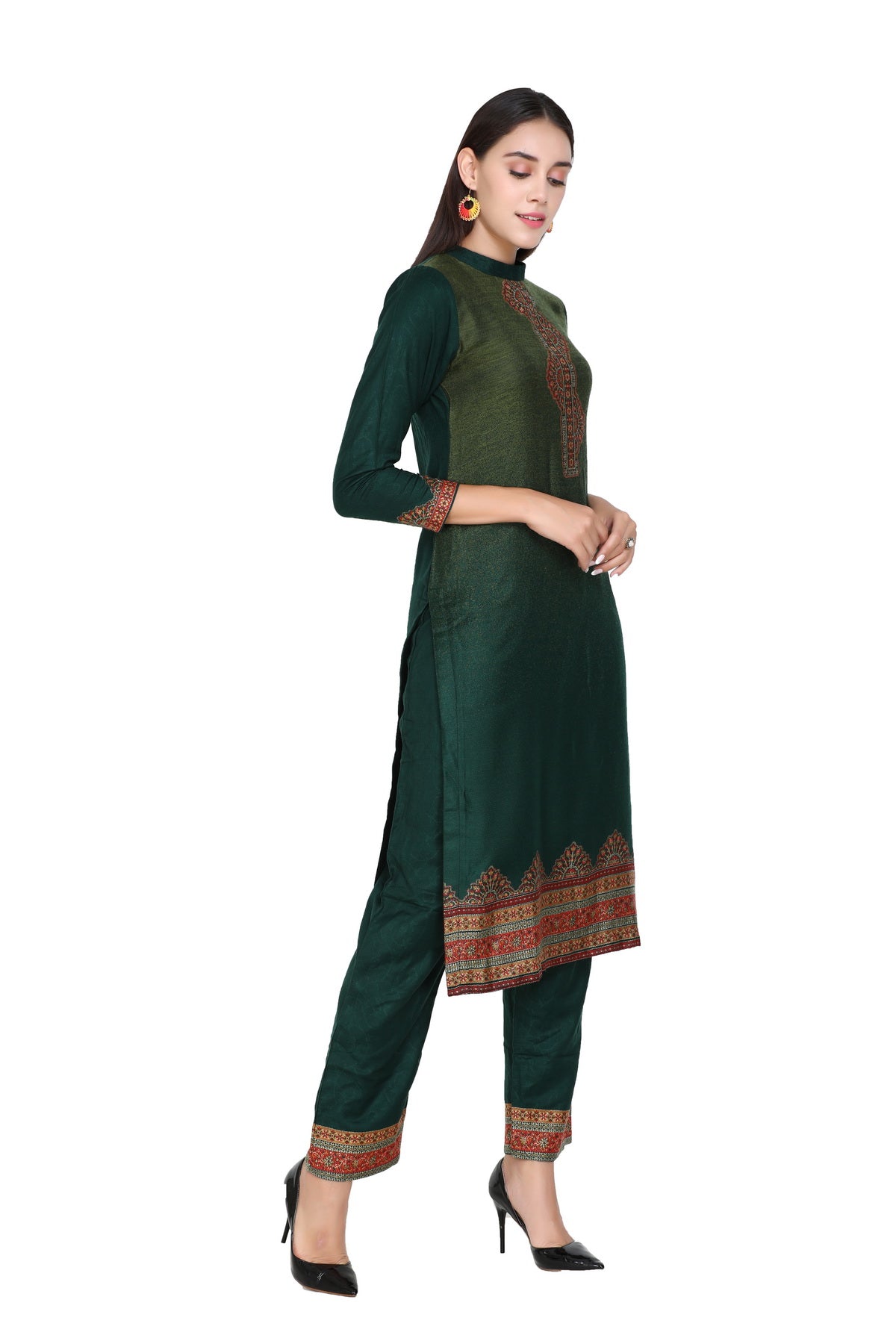 Kidar Ombre Women's Unstitched Suit-BGreen