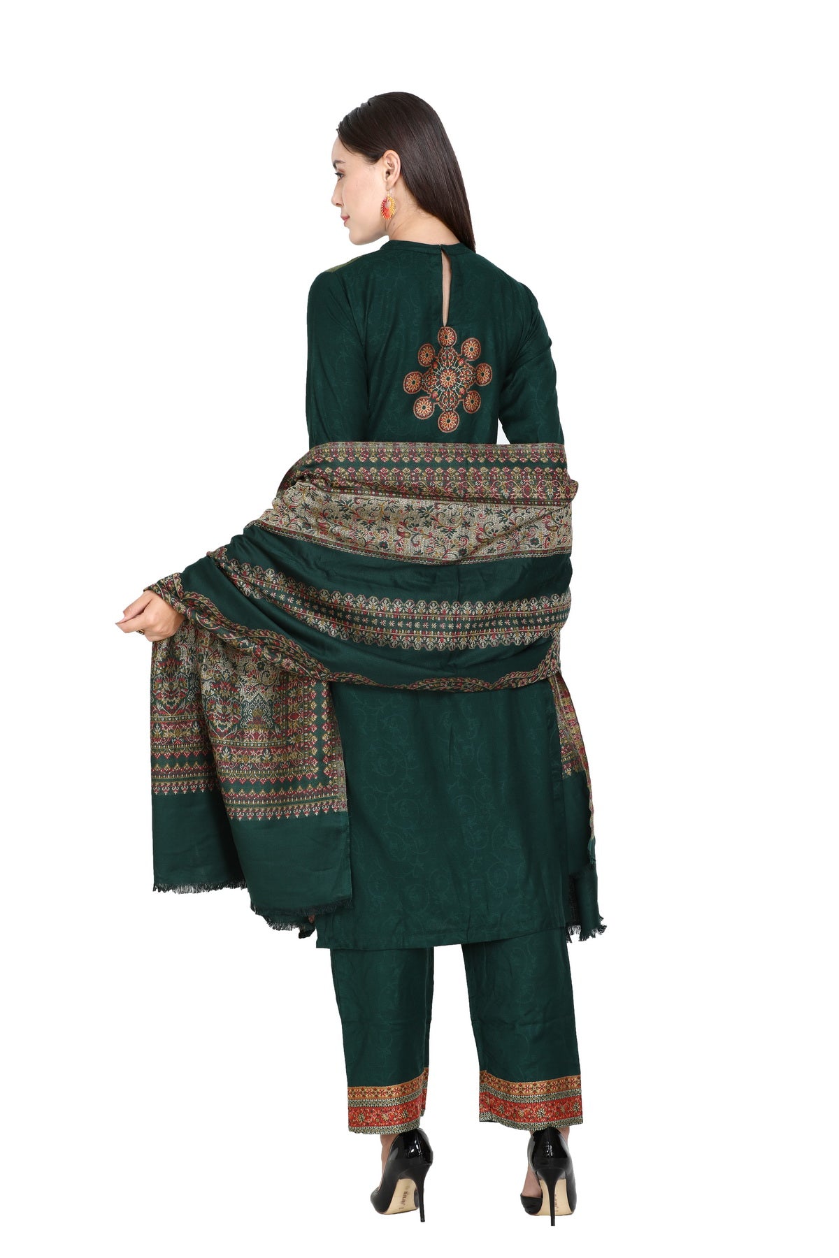 Kidar Ombre Women's Unstitched Suit-BGreen