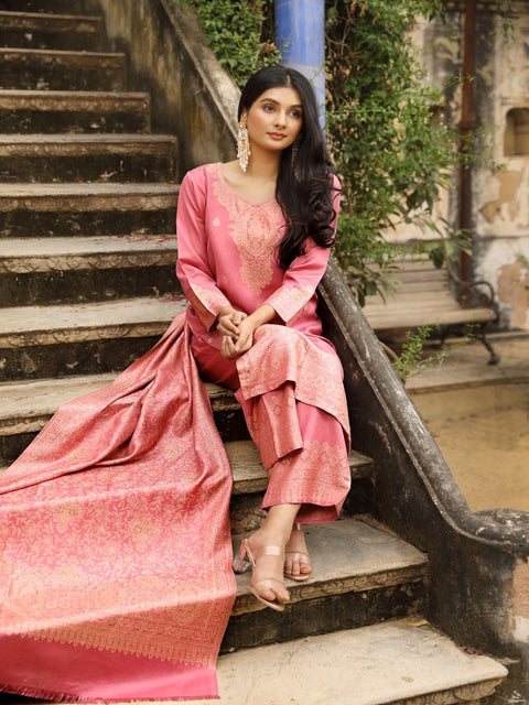 Kidar's D. Onion Acrylic Woolen Kurta Set