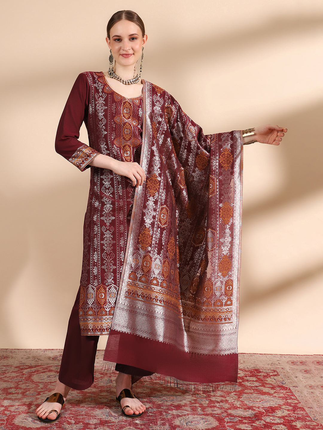 "Timeless Wine: A Kurta Set for Every Occasion"