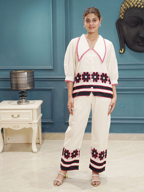 White with black & red embroidery - CO-RED SET