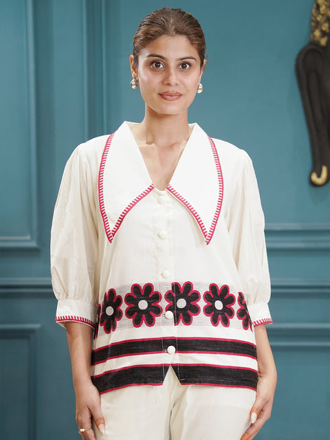 White with black & red embroidery - CO-RED SET