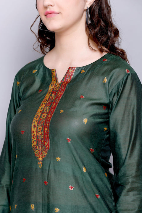 Kidar 's Unstitched Cotton Silk Suit in Bgreen