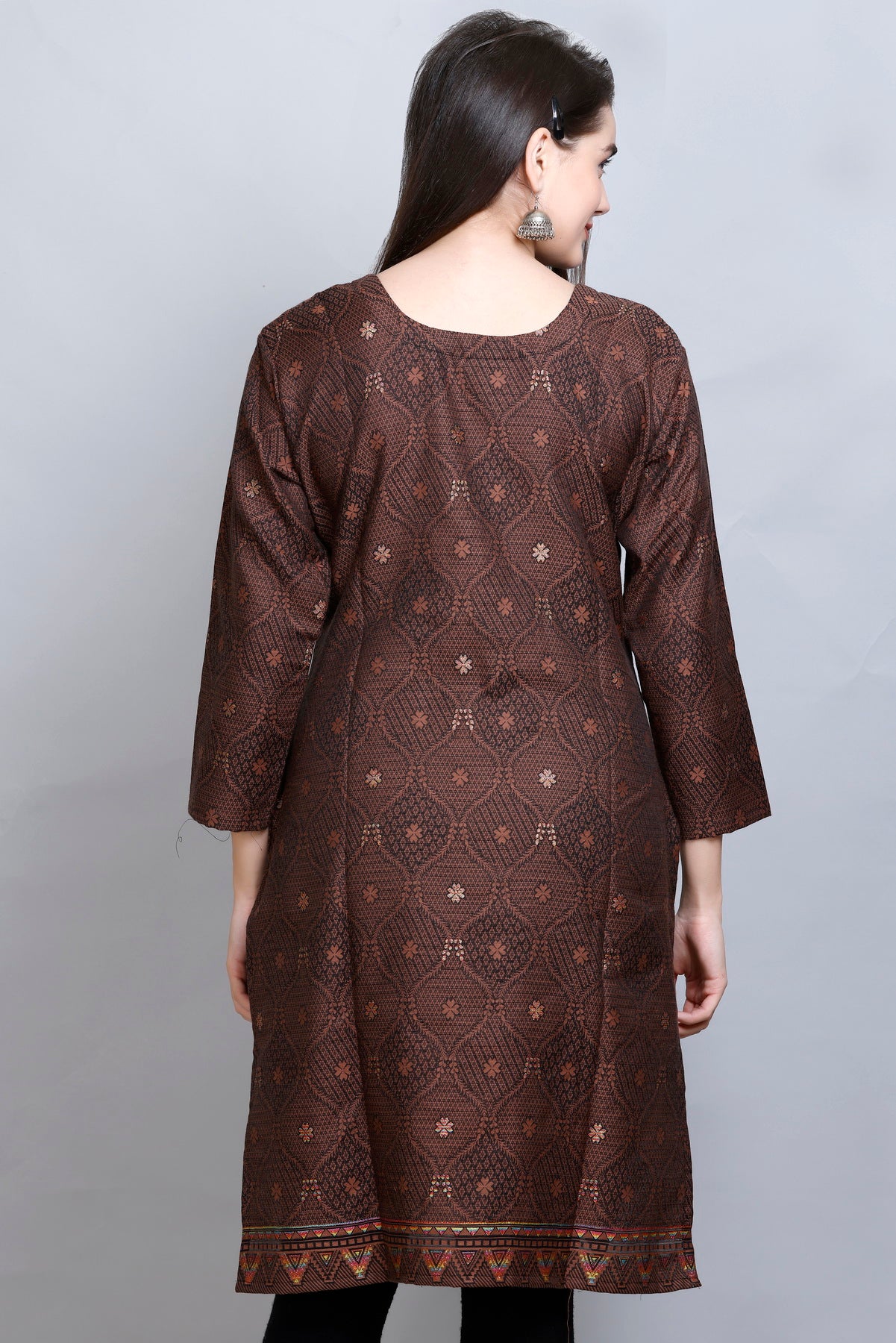 Kidar - Coffee Sweetheart Neck Cotton Silk Kurti by Kidar