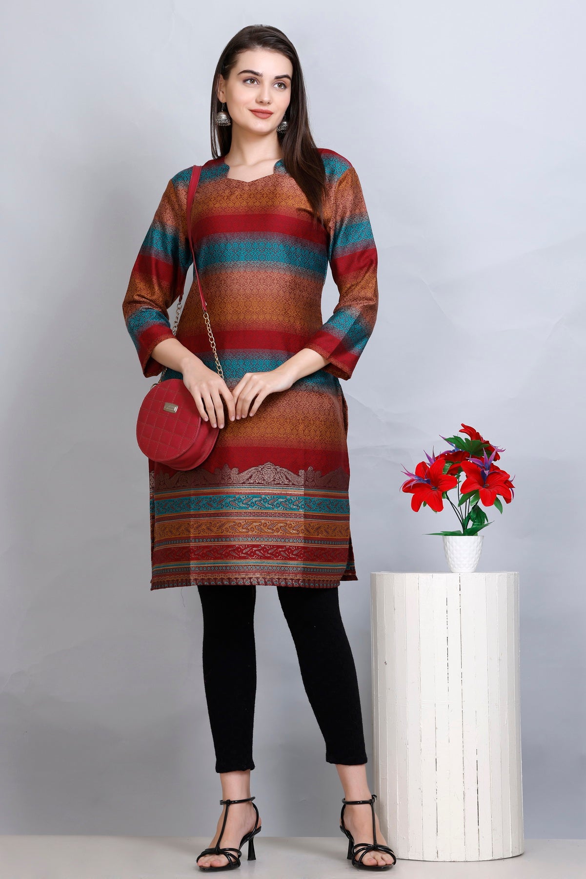 Kidar :- Rust Colour Cotton Silk Kurti by Kidar