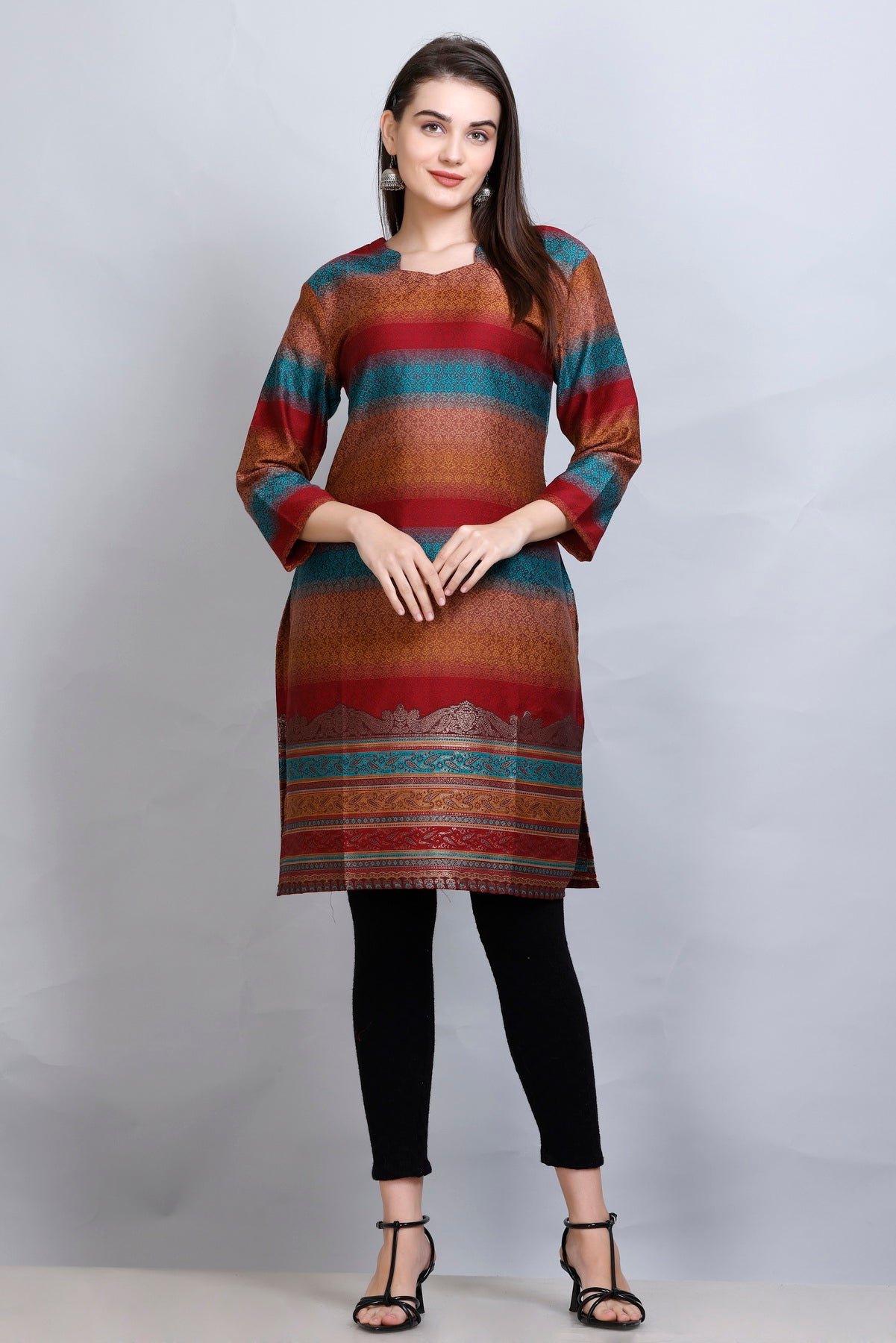 Kidar :- Rust Colour Cotton Silk Kurti by Kidar