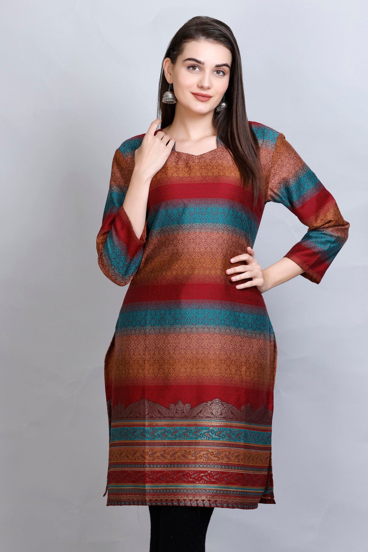 Kidar :- Rust Colour Cotton Silk Kurti by Kidar