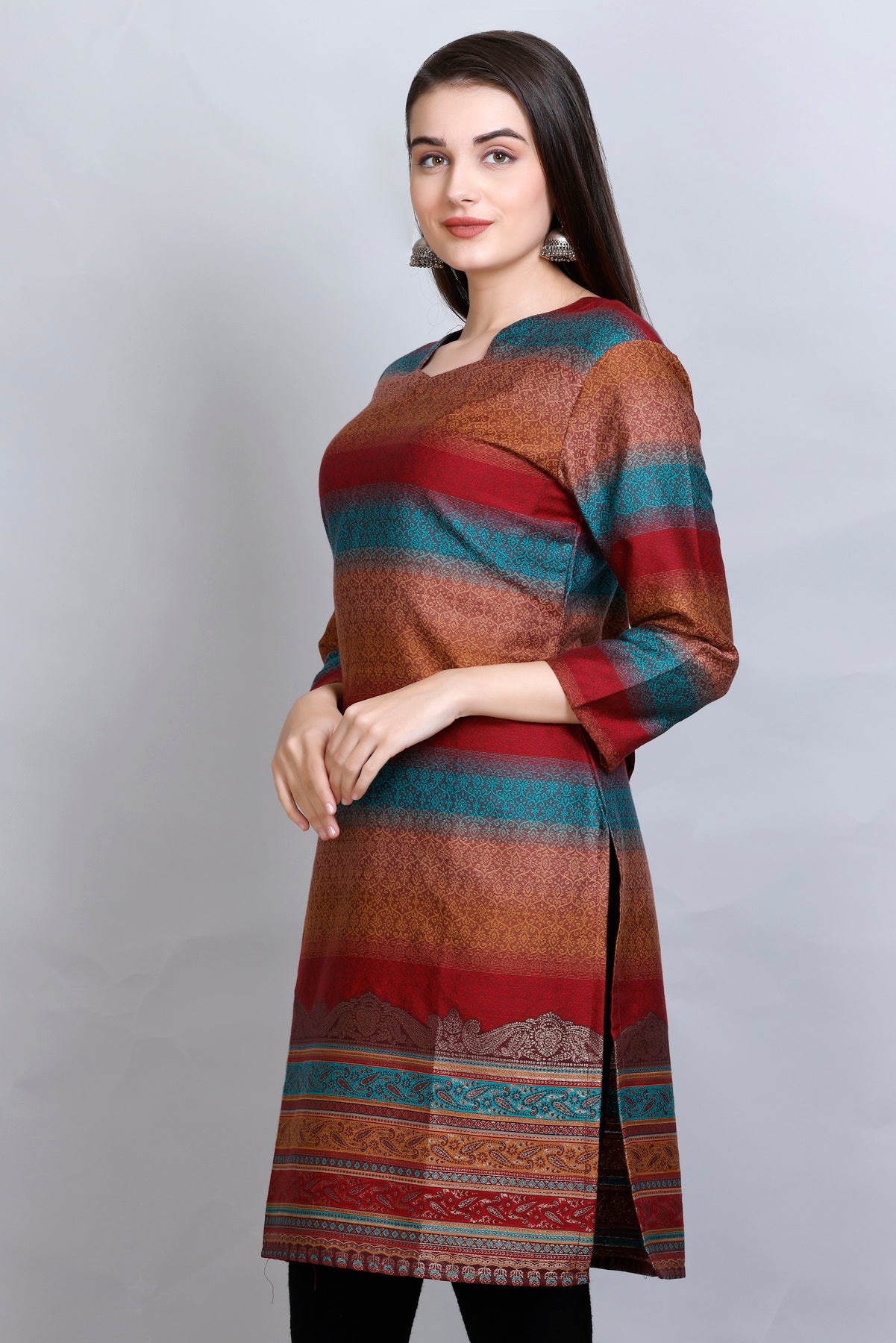 Kidar :- Rust Colour Cotton Silk Kurti by Kidar