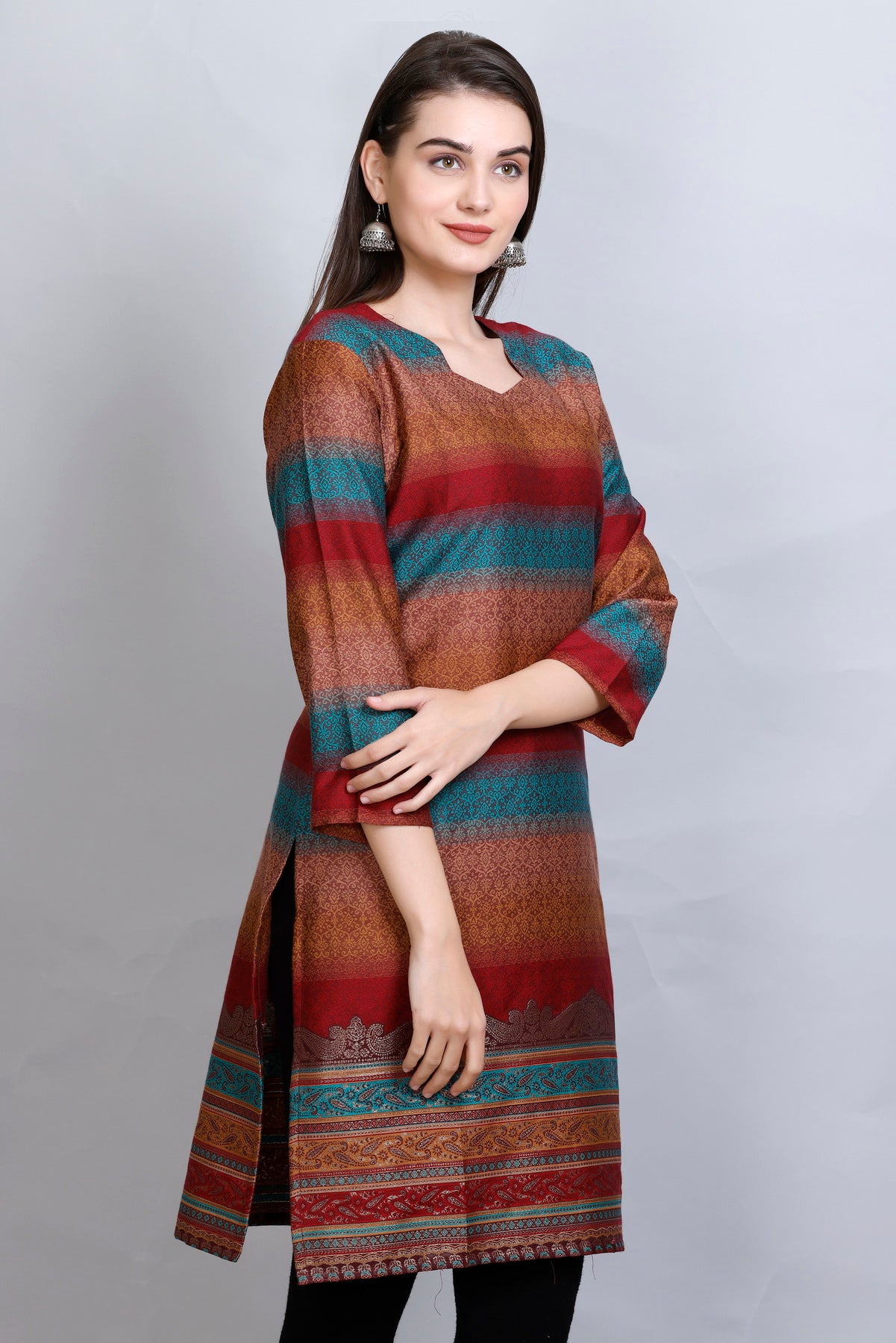 Kidar :- Rust Colour Cotton Silk Kurti by Kidar