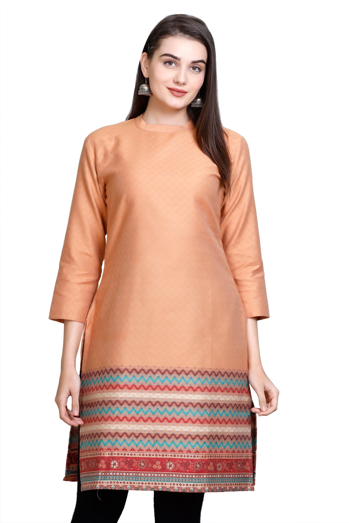 Kidar :-Peach Colour Cotton Silk Kurti by Kidar