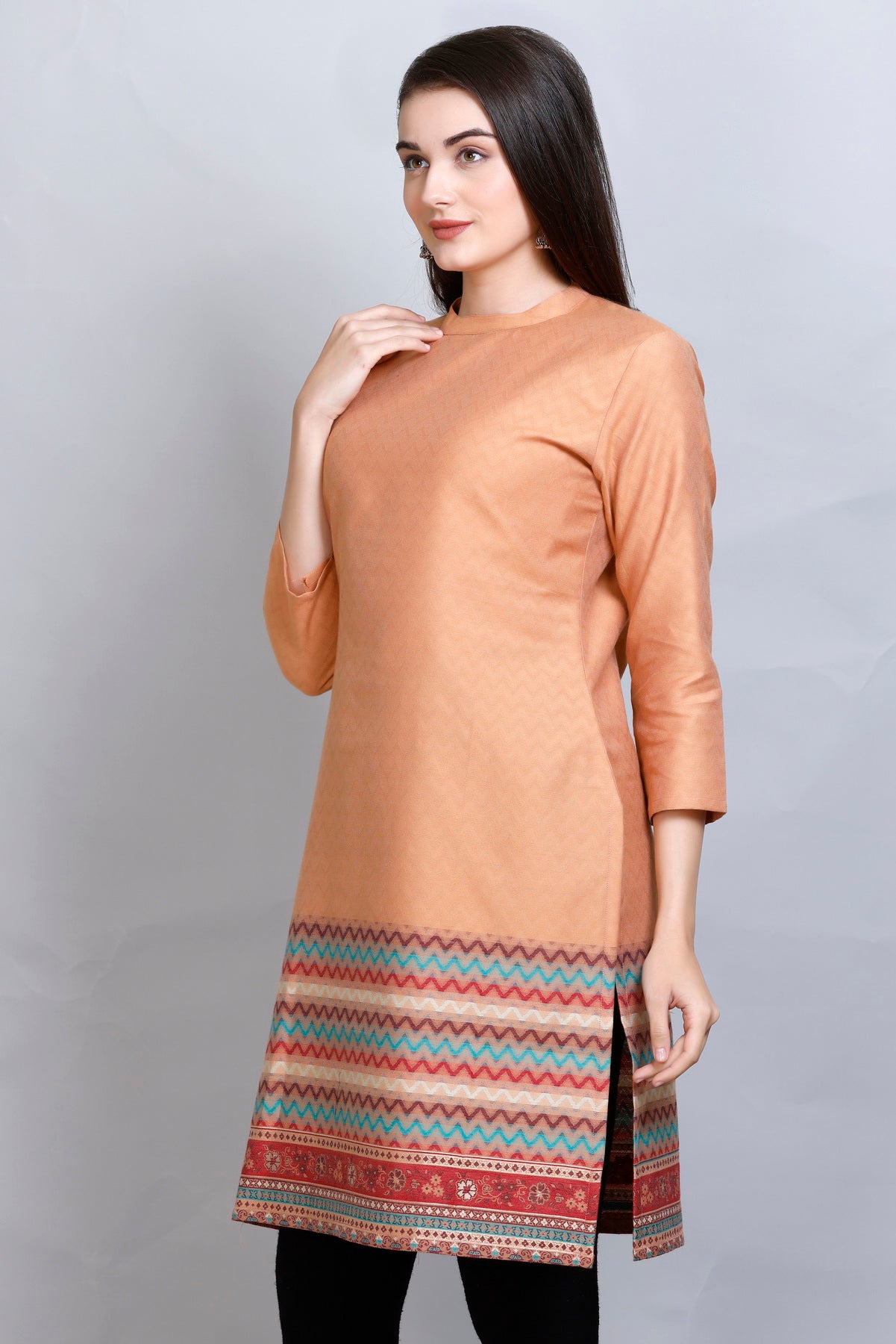 Kidar :-Peach Colour Cotton Silk Kurti by Kidar