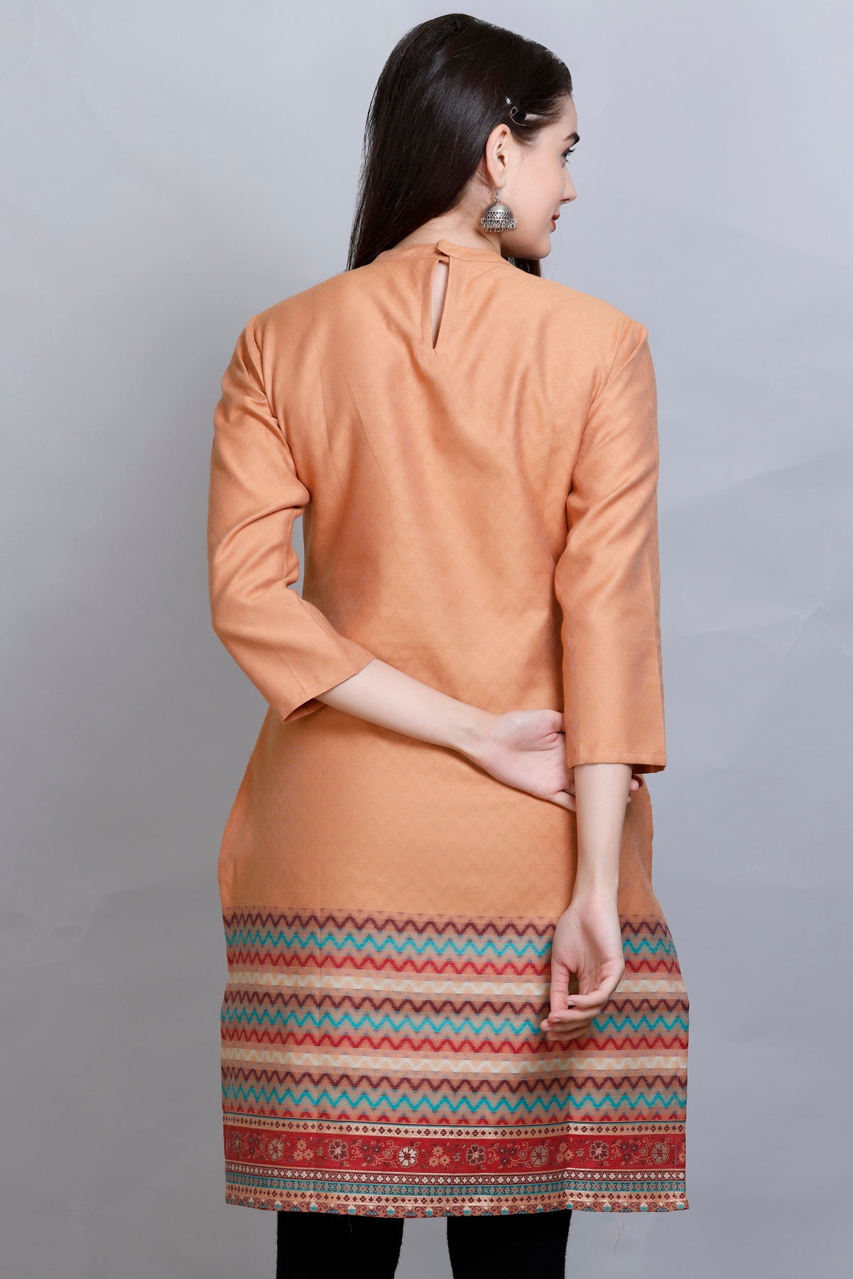 Kidar :-Peach Colour Cotton Silk Kurti by Kidar