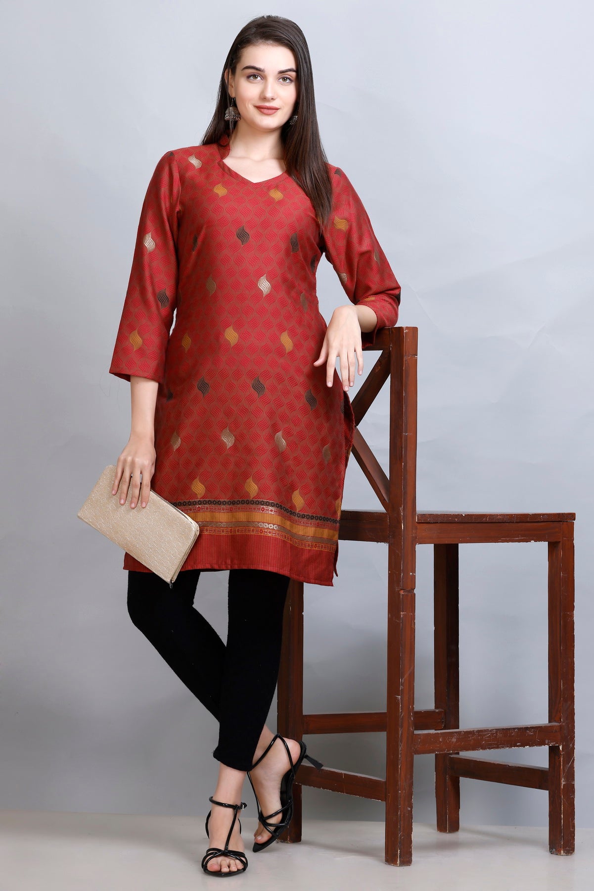 Kidar :-Mehroon Colour Cotton Silk Kurti by Kidar