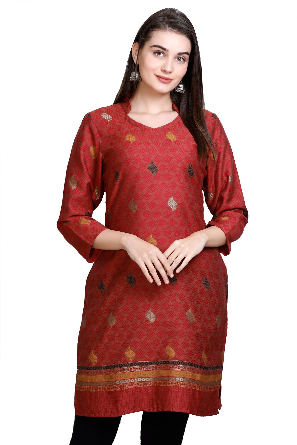 Kidar :-Mehroon Colour Cotton Silk Kurti by Kidar