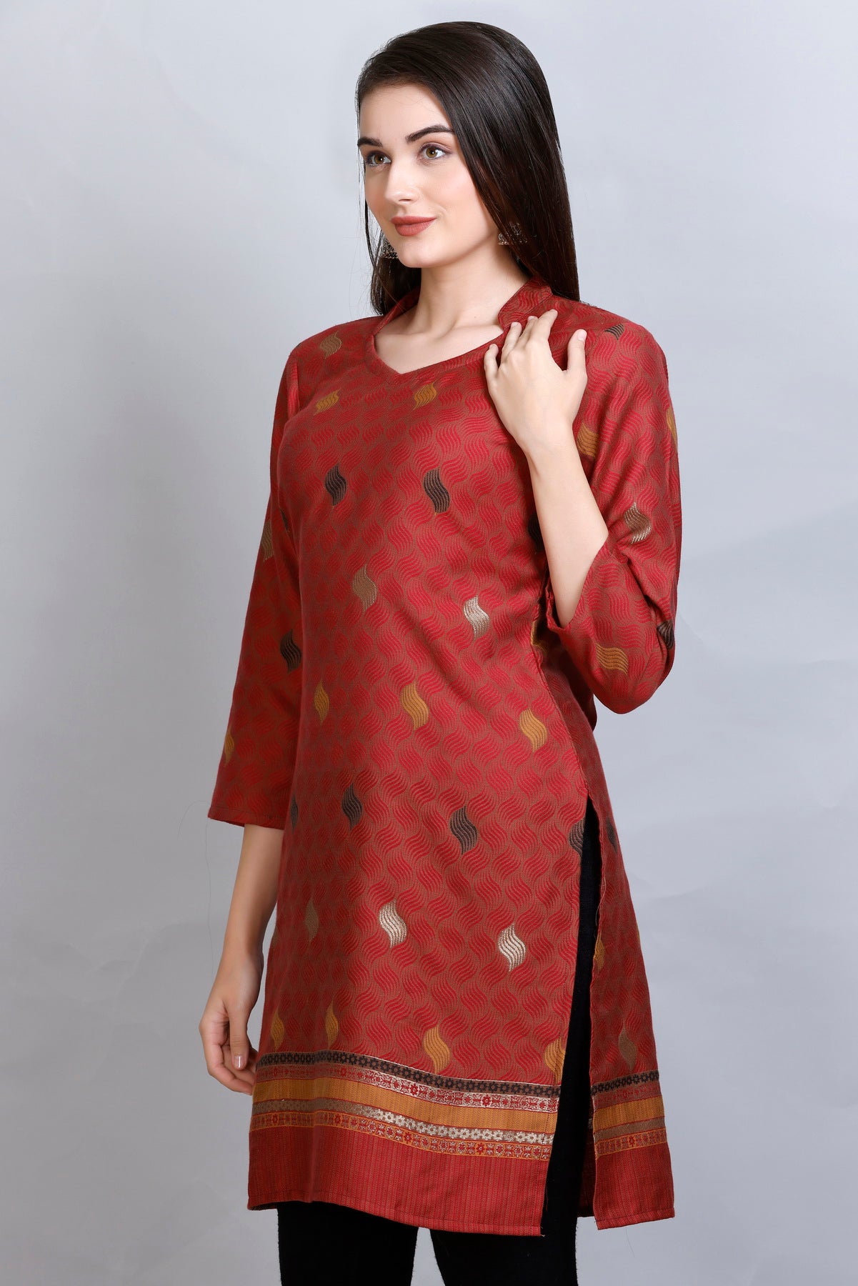 Kidar :-Mehroon Colour Cotton Silk Kurti by Kidar