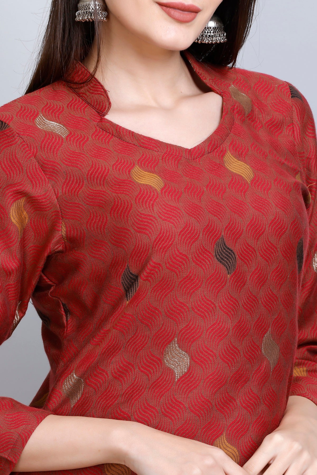 Kidar :-Mehroon Colour Cotton Silk Kurti by Kidar