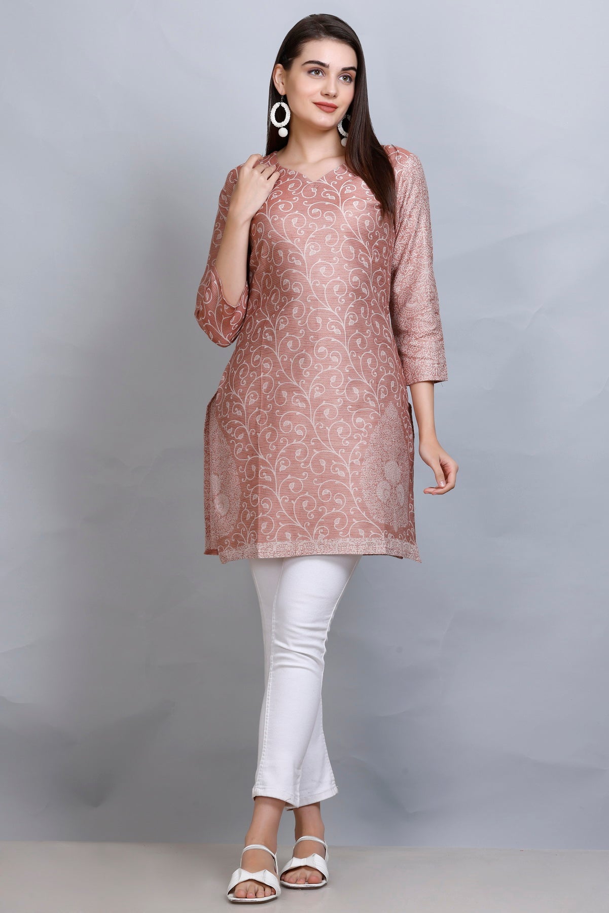 Kidar :-Coffee Colour Cotton Silk Kurti by Kidar