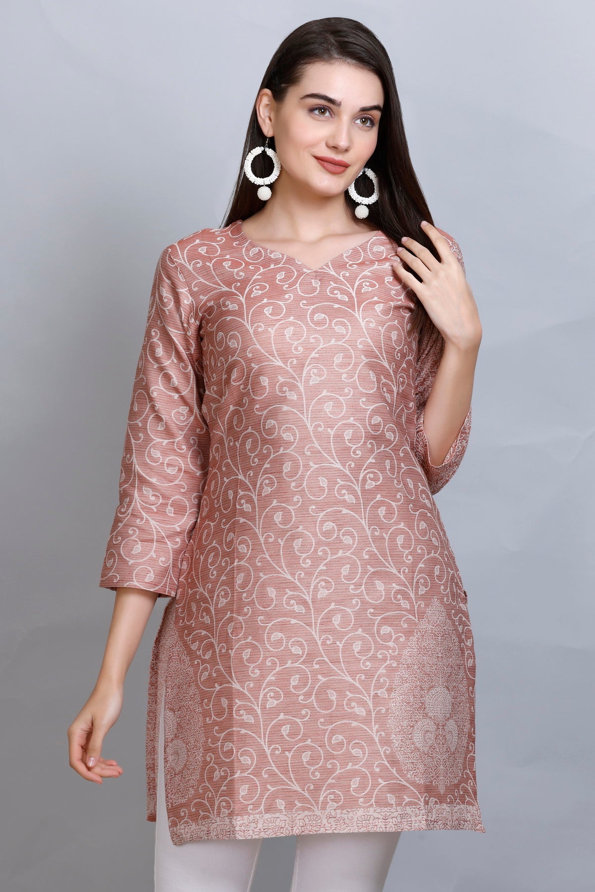 Kidar :-Coffee Colour Cotton Silk Kurti by Kidar