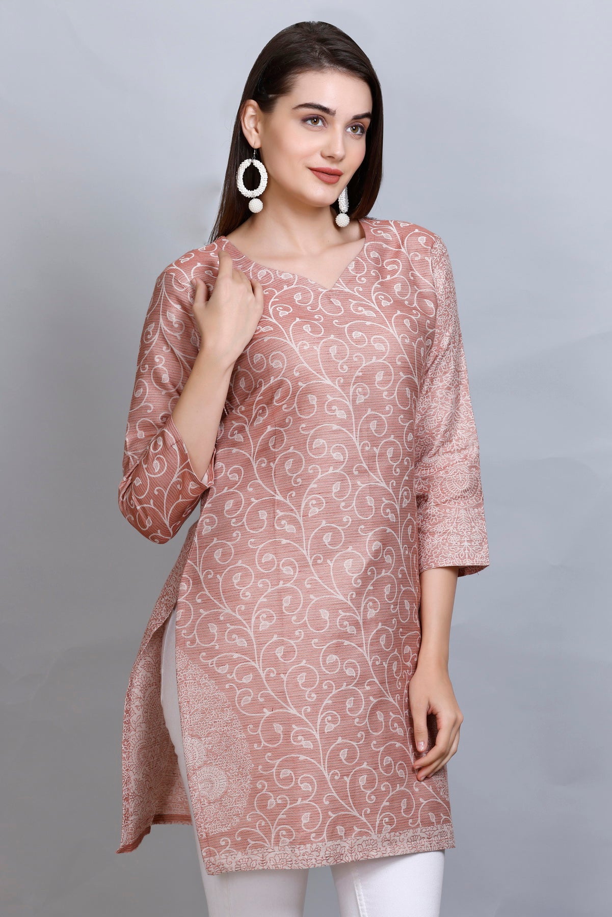 Kidar :-Coffee Colour Cotton Silk Kurti by Kidar