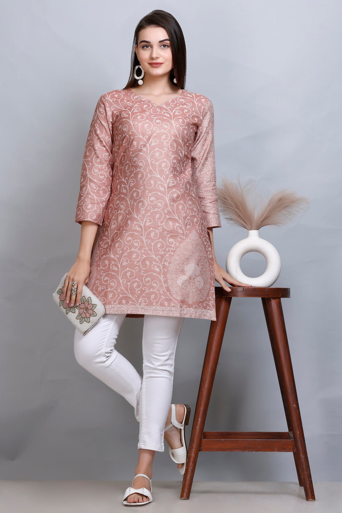 Kidar :-Coffee Colour Cotton Silk Kurti by Kidar