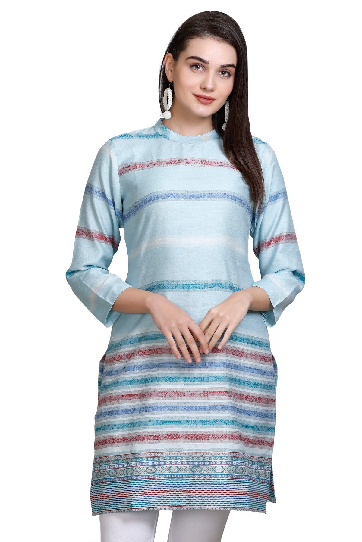 Kidar :-Sky Blue Colour Cotton Silk Kurti by Kidar