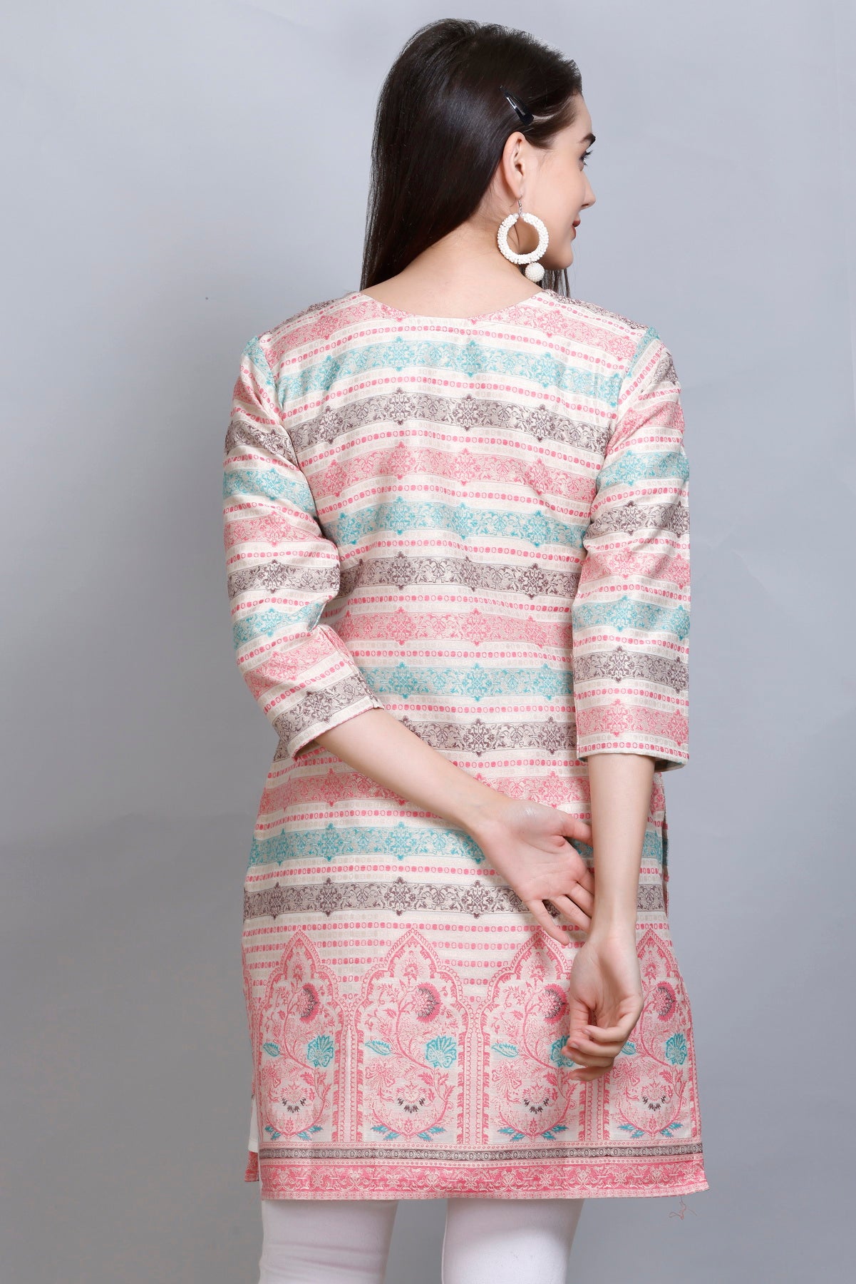 Kidar - White Colour U-Neck Cotton Silk Kurti by Kidar