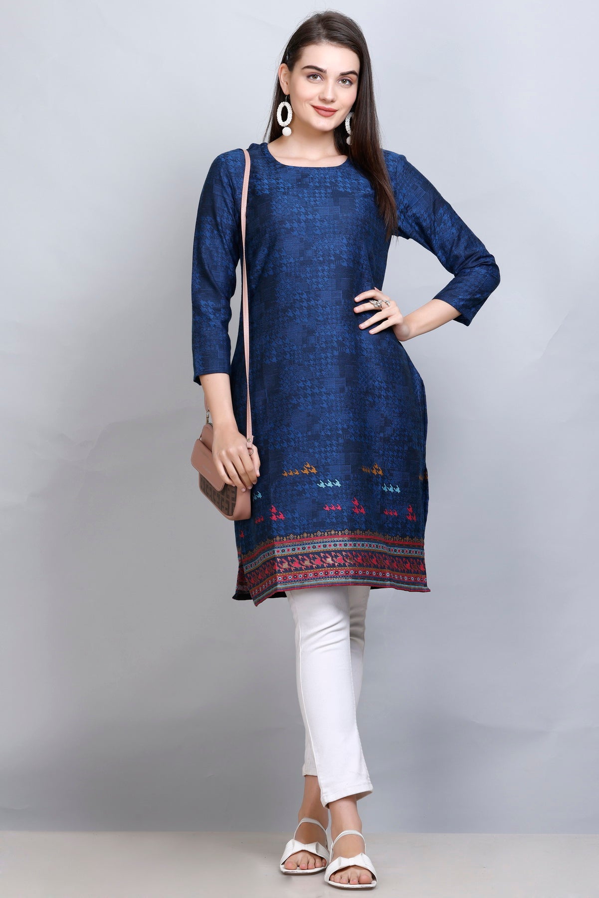 Kidar :-Royal Blue Colour Cotton Silk Kurti by Kidar