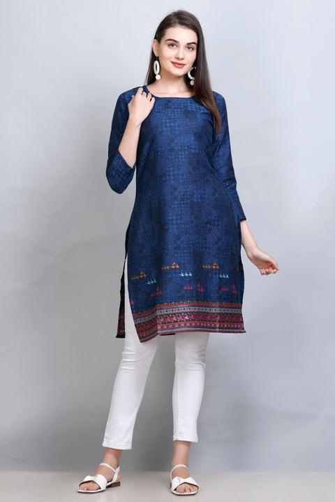 Kidar :-Royal Blue Colour Cotton Silk Kurti by Kidar