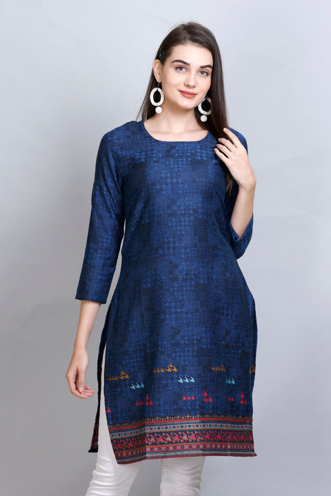 Kidar :-Royal Blue Colour Cotton Silk Kurti by Kidar