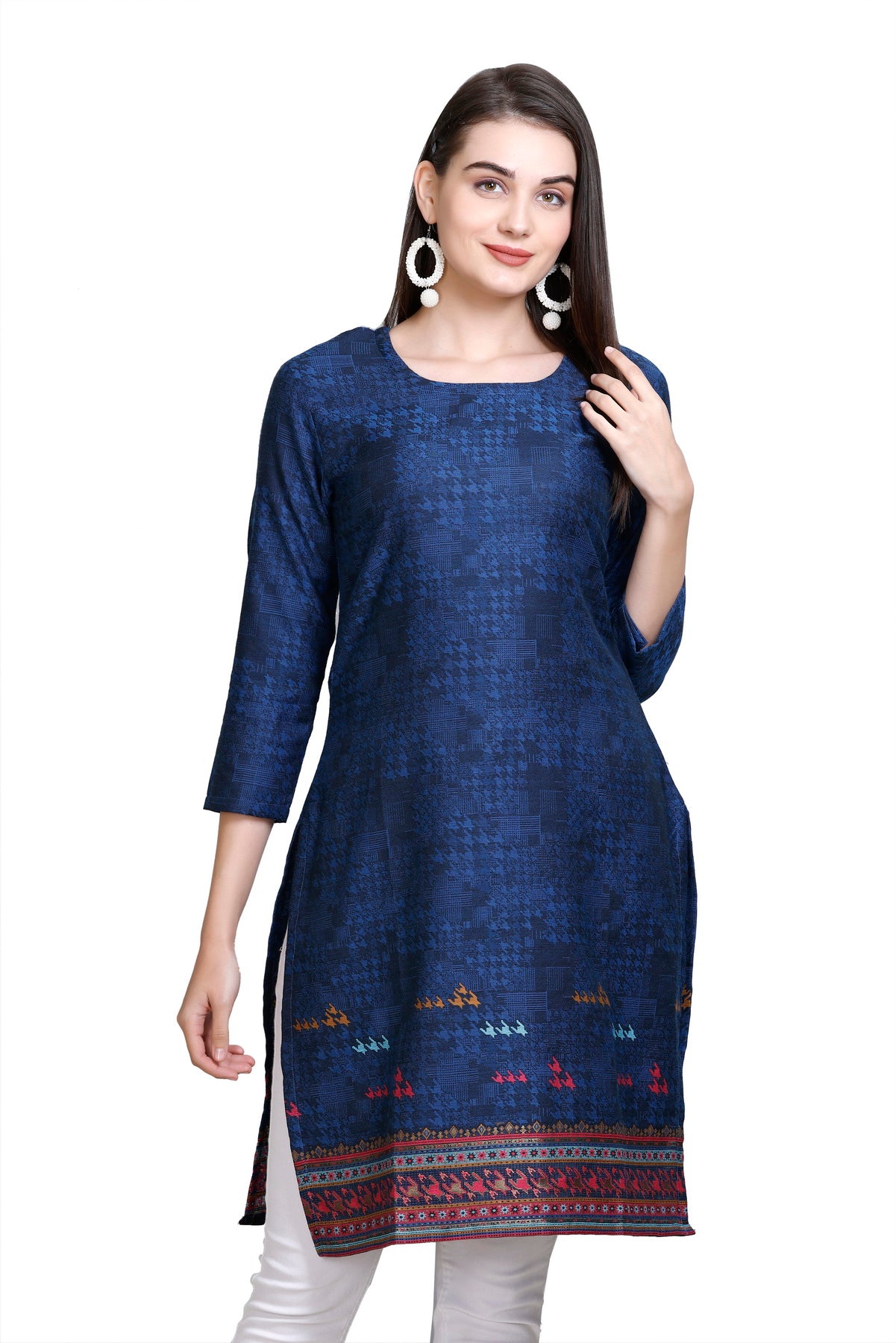 Kidar :-Royal Blue Colour Cotton Silk Kurti by Kidar