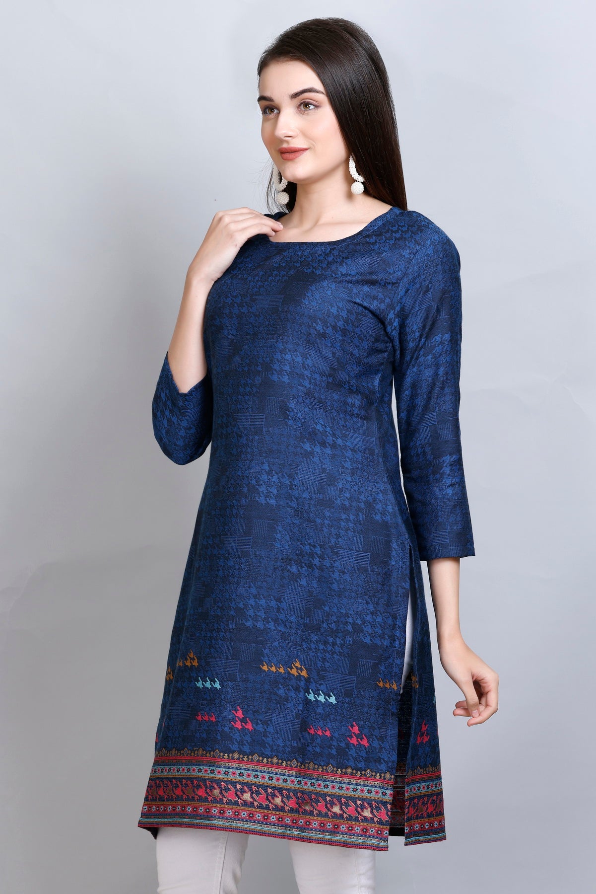 Kidar :-Royal Blue Colour Cotton Silk Kurti by Kidar