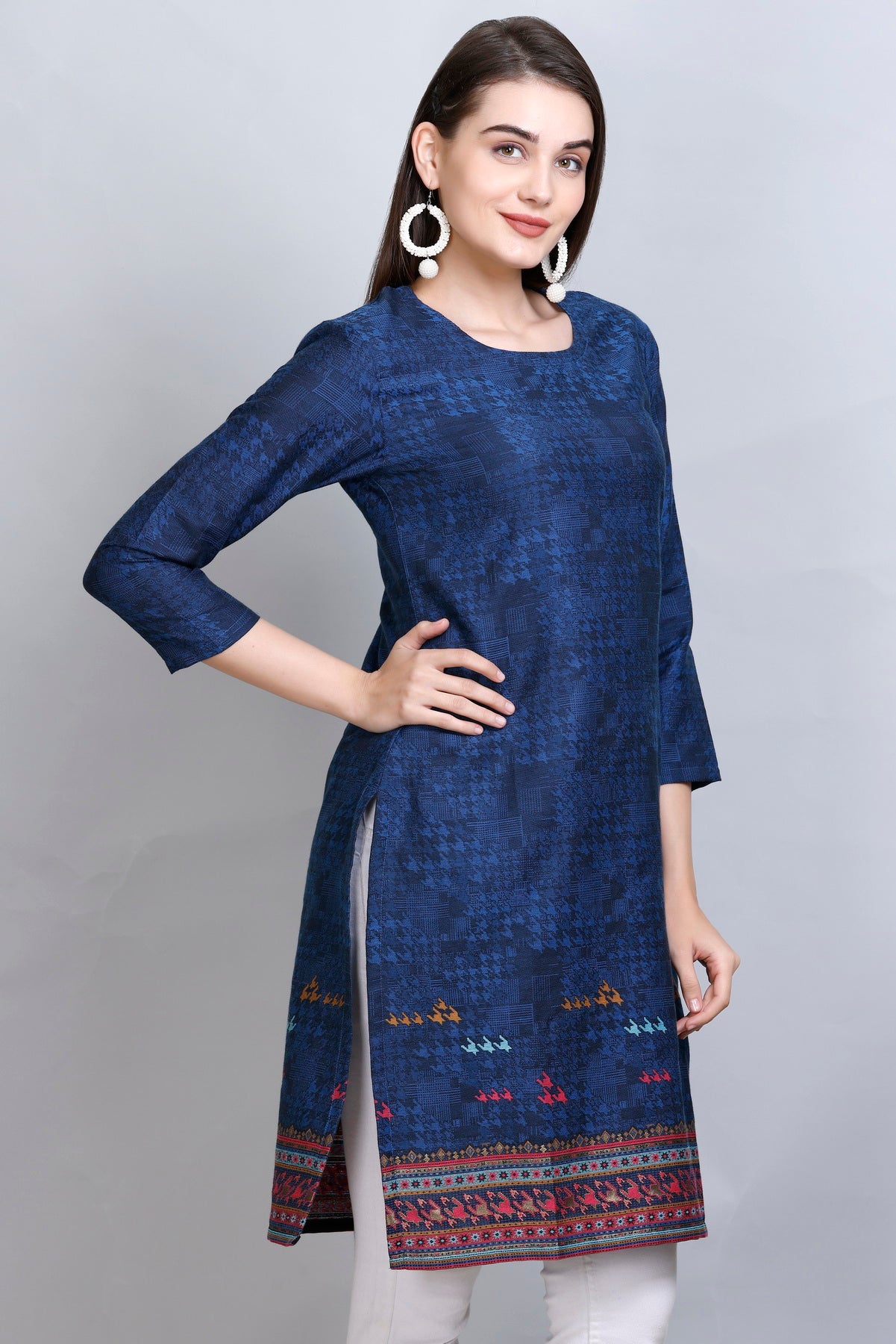 Kidar :-Royal Blue Colour Cotton Silk Kurti by Kidar