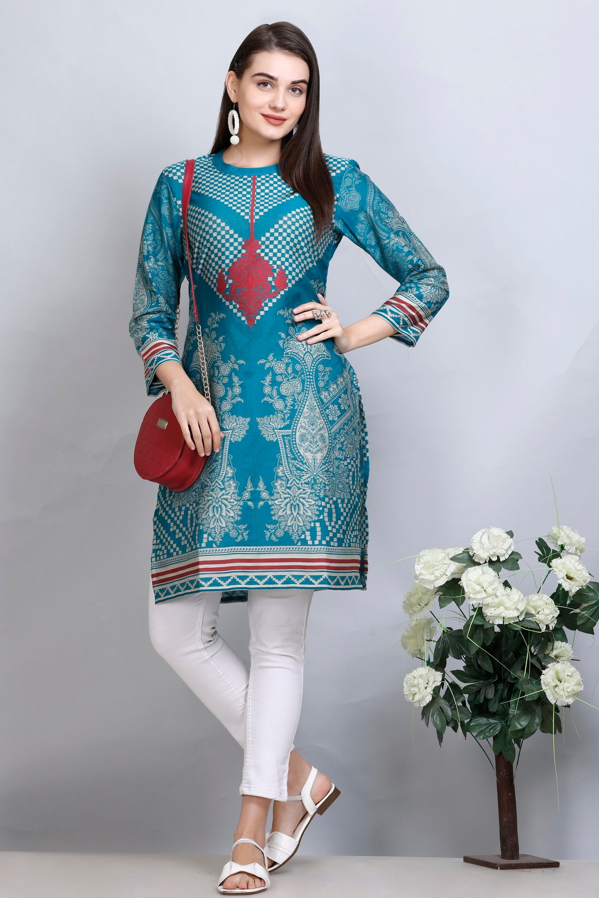 Kidar's Round Neck Cotton Silk Kurti