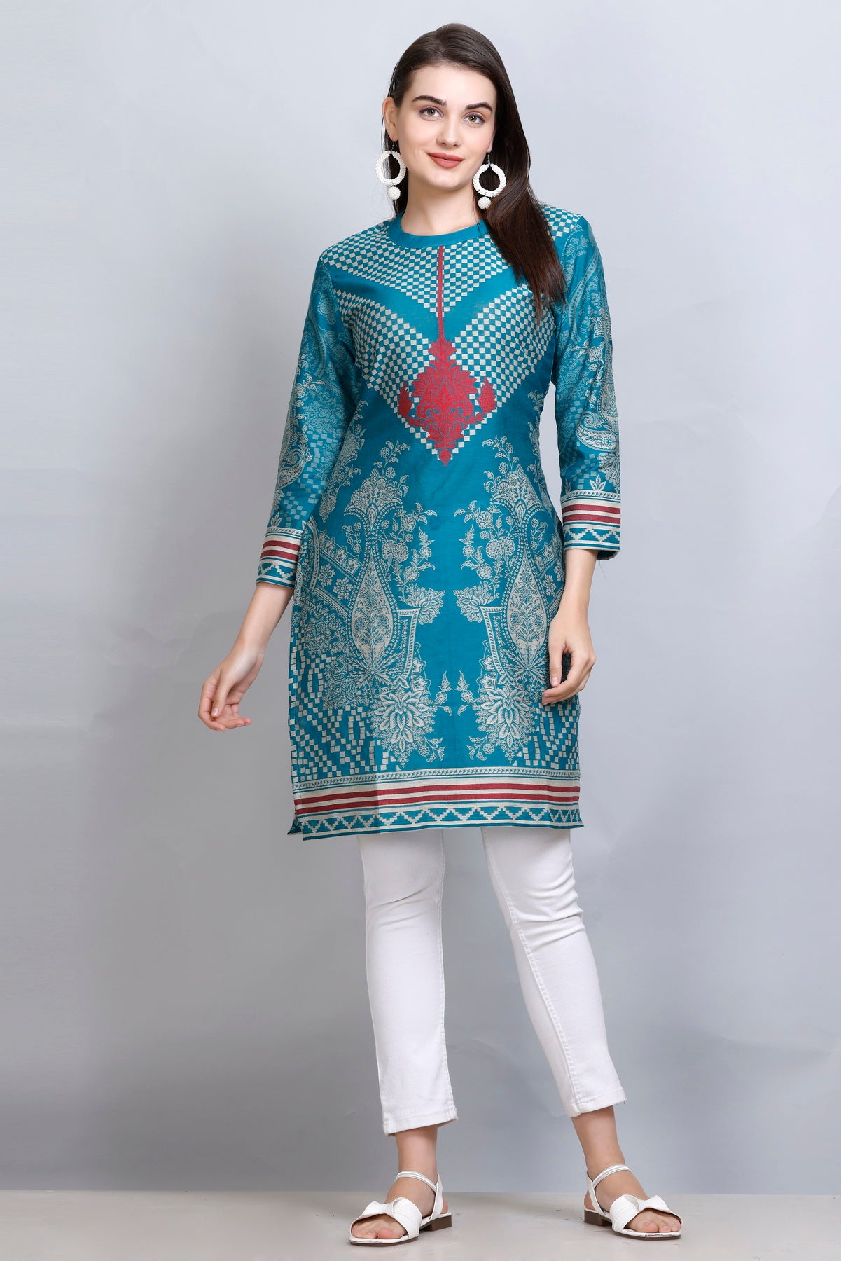 Kidar's Round Neck Cotton Silk Kurti