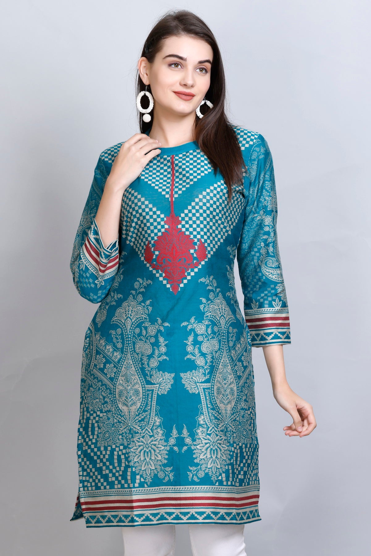 Kidar's Round Neck Cotton Silk Kurti