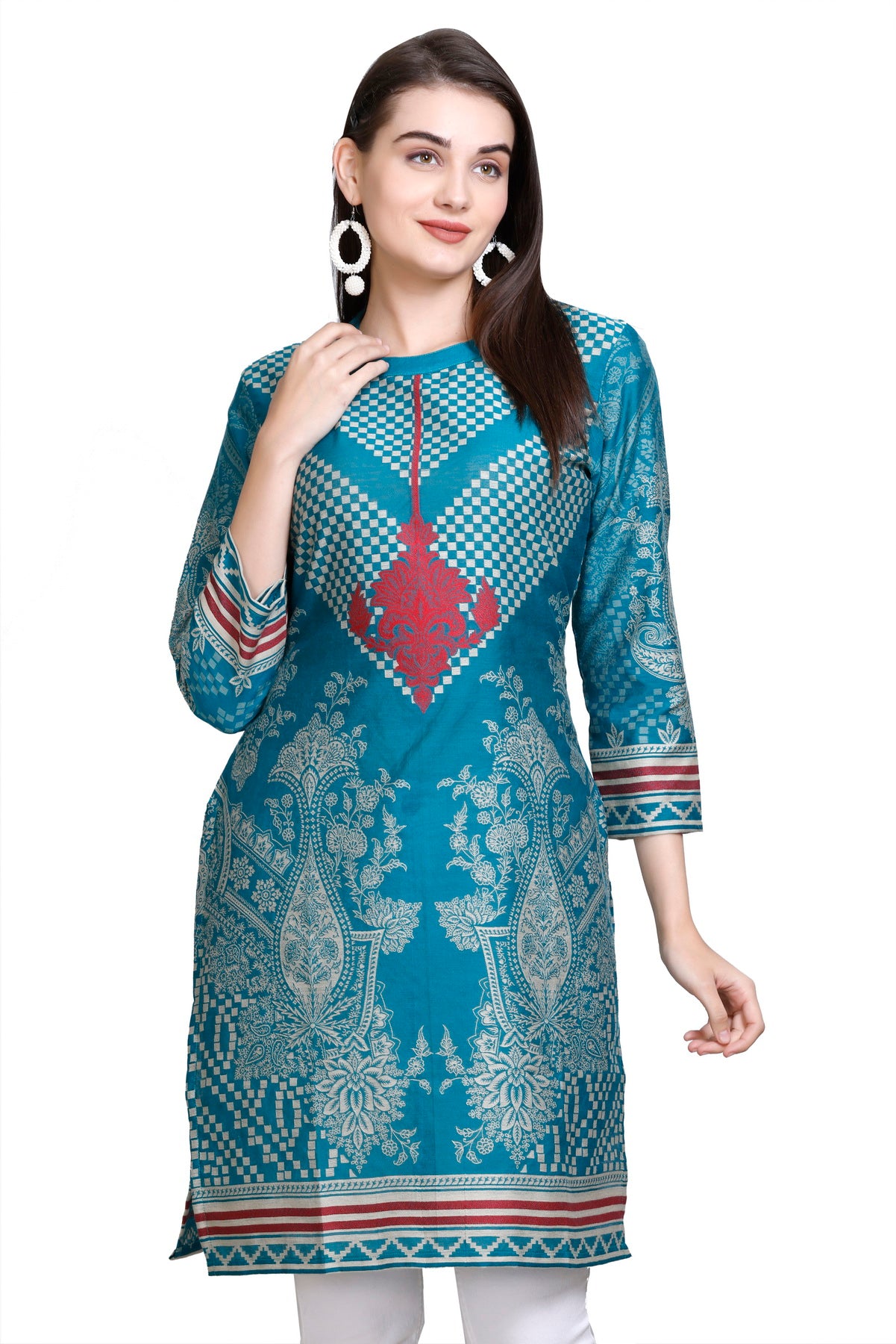 Kidar's Round Neck Cotton Silk Kurti