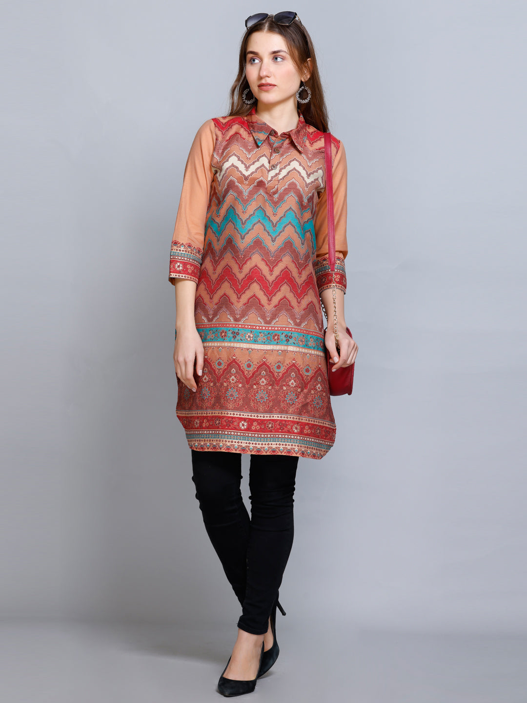 Kidar Rust Cotton Silk Jacquard Machine Work Kurti