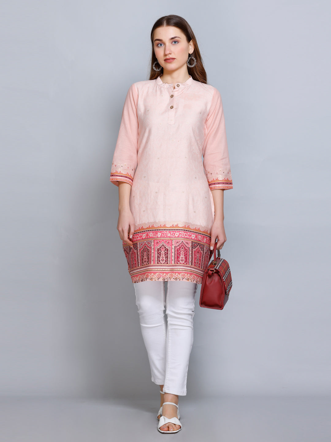 Kidar Peach Cotton Silk Kurti by Kidar