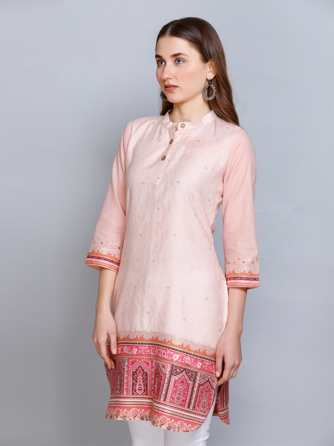 Kidar Peach Cotton Silk Kurti by Kidar