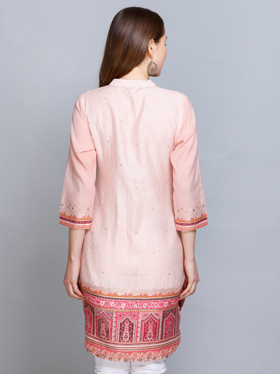 Kidar Peach Cotton Silk Kurti by Kidar